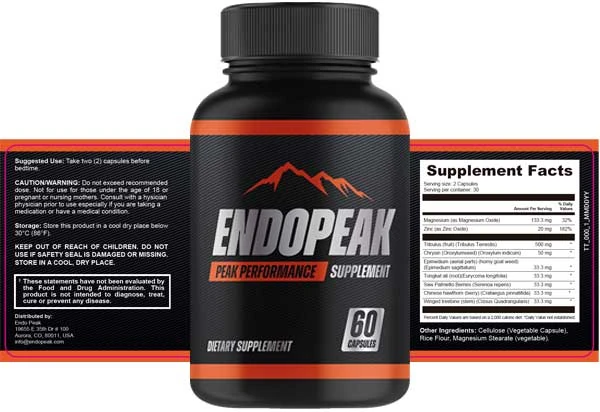 Endopeak bottle and label as part of a daily routine